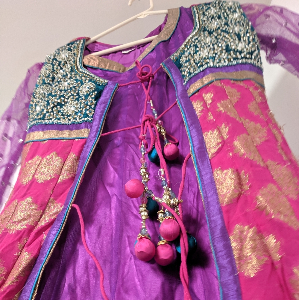Indian Pakistani Desi purple pink Anarkali woman junior Formal/casual/party